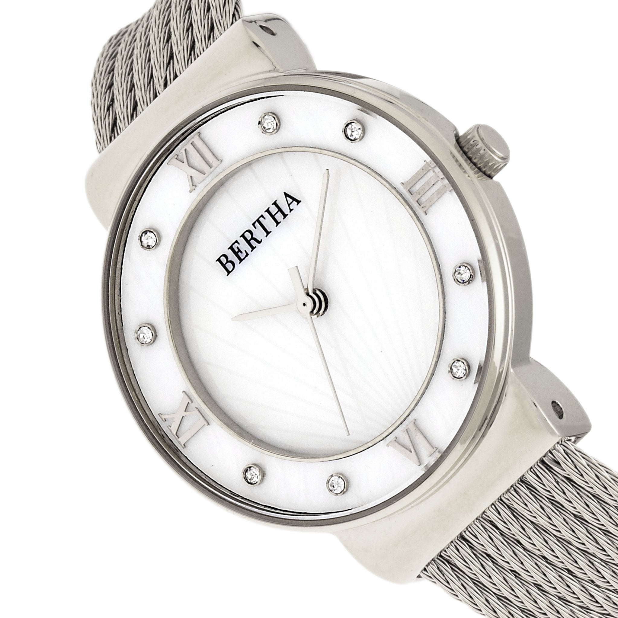 Bertha Dawn Mother-of-Pearl Cable Bracelet Watch - Silver - BTHBR9701