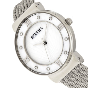 Bertha Dawn Mother-of-Pearl Cable Bracelet Watch - Silver - BTHBR9701