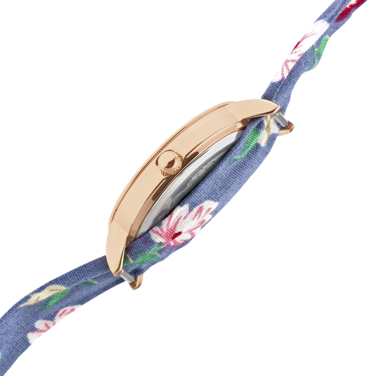 Boum Arc Floral-Print Wrap Watch - Rose Gold/Blue - BOUBM5004