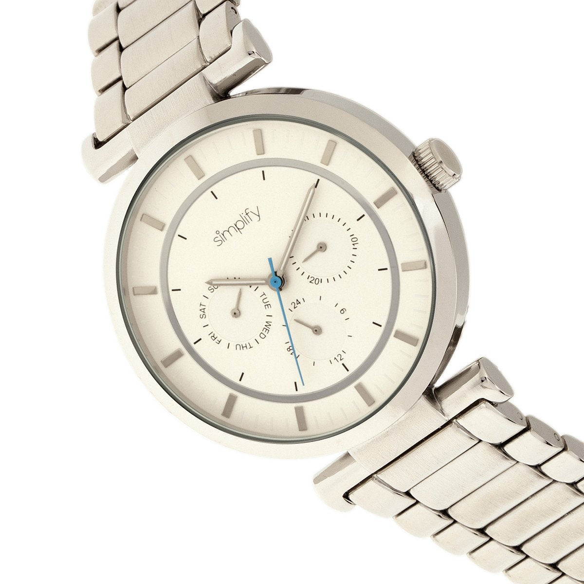 Simplify The 4800 Bracelet Watch w/Day/Date - Silver/White - SIM4801