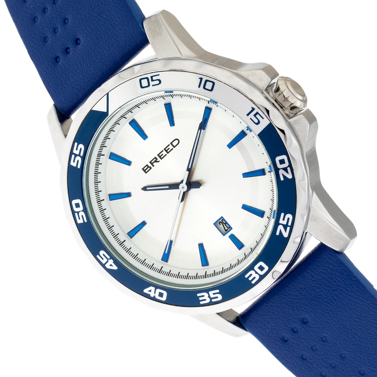 Breed Revolution Leather-Band Watch w/Date - Blue - BRD8301