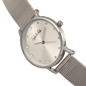 Sophie & Freda Savannah Mesh Bracelet Watch w/Swarovski Crystals - Silver - SAFSF4201