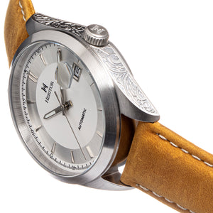 Heritor Automatic Ashton Leather-Band Watch w/Date - White/Beige - HERHS1401