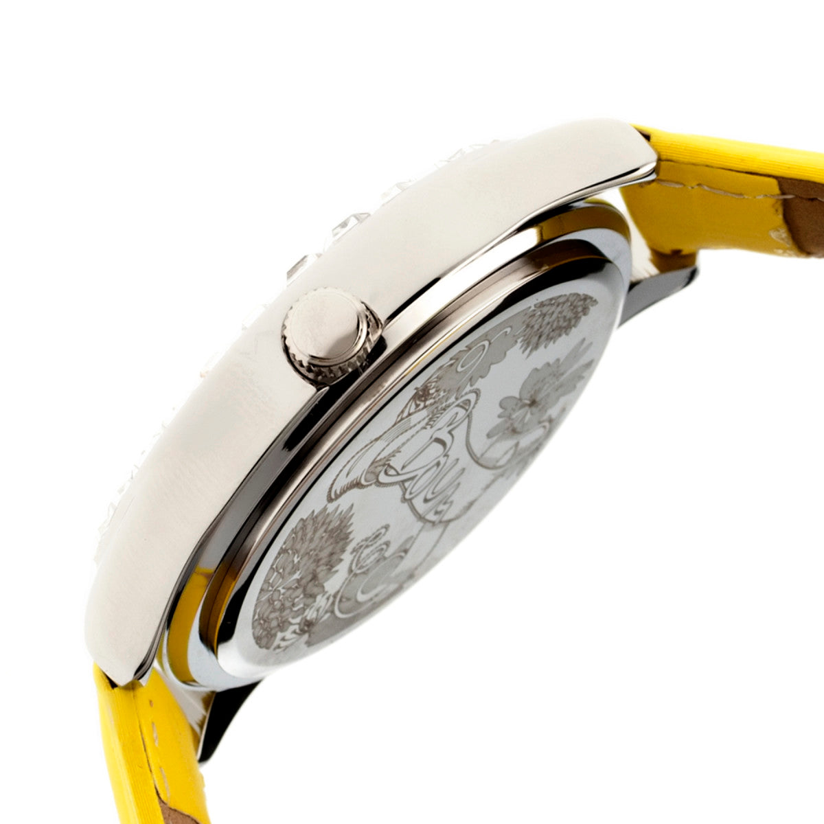 Boum Chic Mirror-Dial Leather-Band Ladies Watch - Silver/Yellow - BOUBM2002