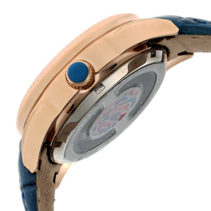 Empress Helena Leather-Band Watch w/Date - Rose Gold/Blue - EMPEM1806