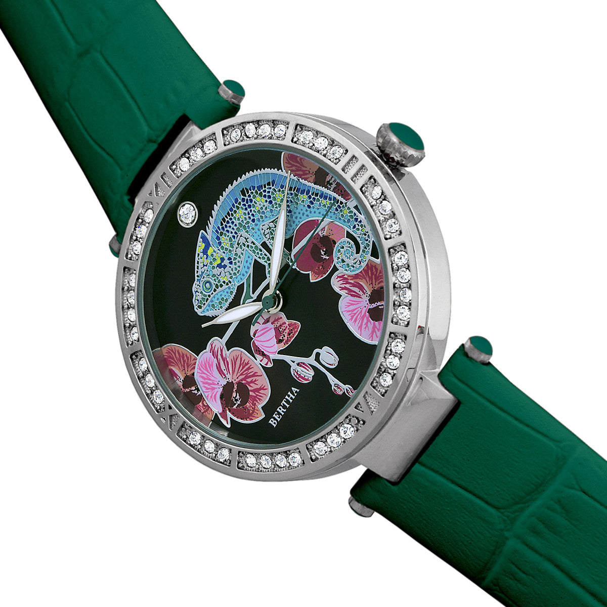 Bertha Camilla Mother-Of-Pearl Leather-Band Watch - Teal - BTHBR6204