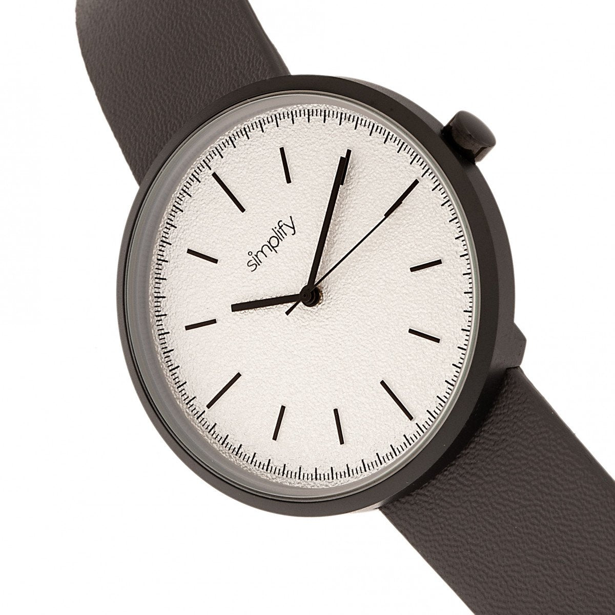 Simplify The 3000 Leather-Band Watch - Charcoal - SIM3008