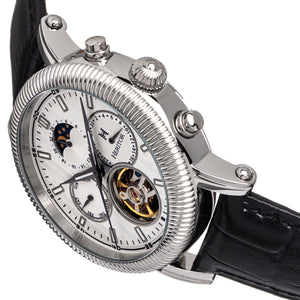 Heritor Automatic Barnsley Semi-Skeleton Leather-Band Watch - Silver/White - HERHS1801