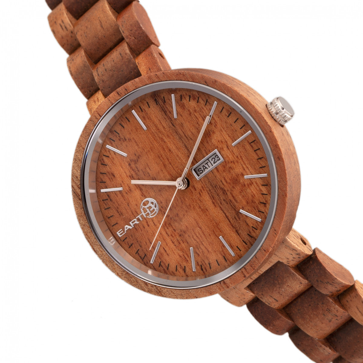 Earth Wood Mimosa Bracelet Watch w/Day/Date - Khaki-Tan