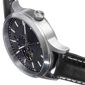 Heritor Automatic Oscar Semi-Skeleton Leather-Band Watch - Grey/Black - HERHS1003