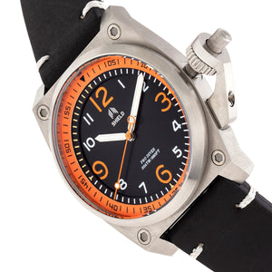 Shield Pascal Leather-Band Men's Diver Watch - Black/Orange - SLDSH102-2