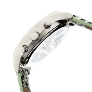 Boum Serpent Leather-Band Ladies Watch w/ Day/Date - Silver/Green - BOUBM2405
