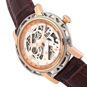 Reign Stavros Automatic Skeleton Leather-Band Watch - Rose Gold/White - REIRN3703