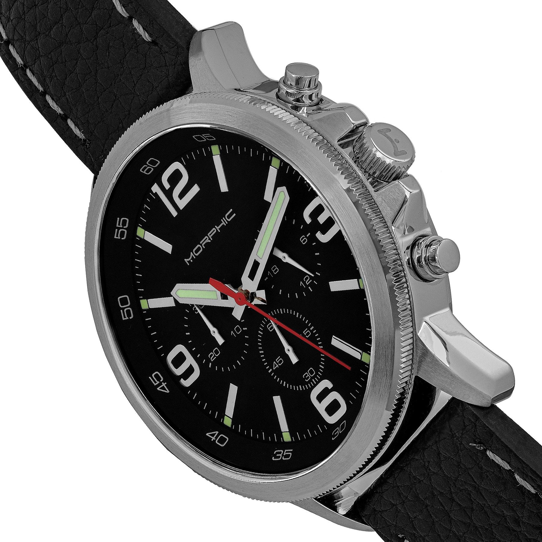 Morphic M86 Series Chronograph Leather-Band Watch - Silver/Black - MPH8602