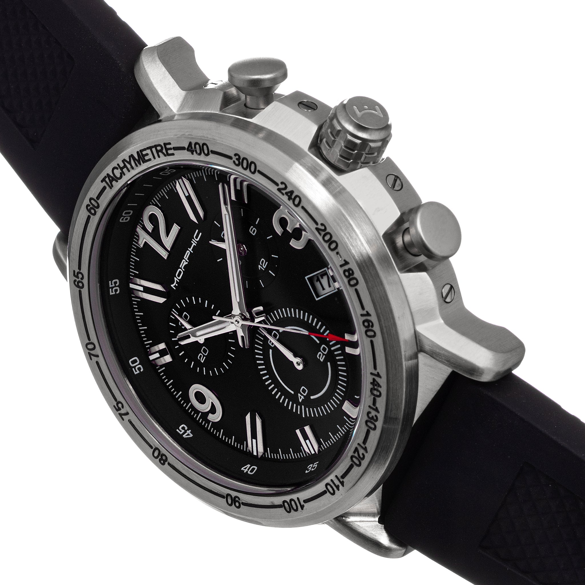 Morphic M93 Series Chronograph Strap Watch w/Date - Silver/Black - MPH9301