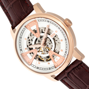 Reign Belfour Automatic Skeleton Leather-Band Watch - Rose Gold/Silver - REIRN3604