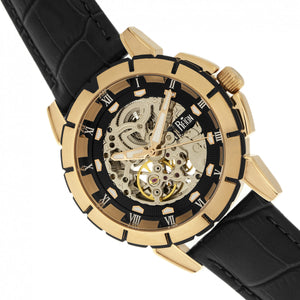 Reign Philippe Automatic Skeleton Leather-Band Watch - Gold/Black - REIRN4605