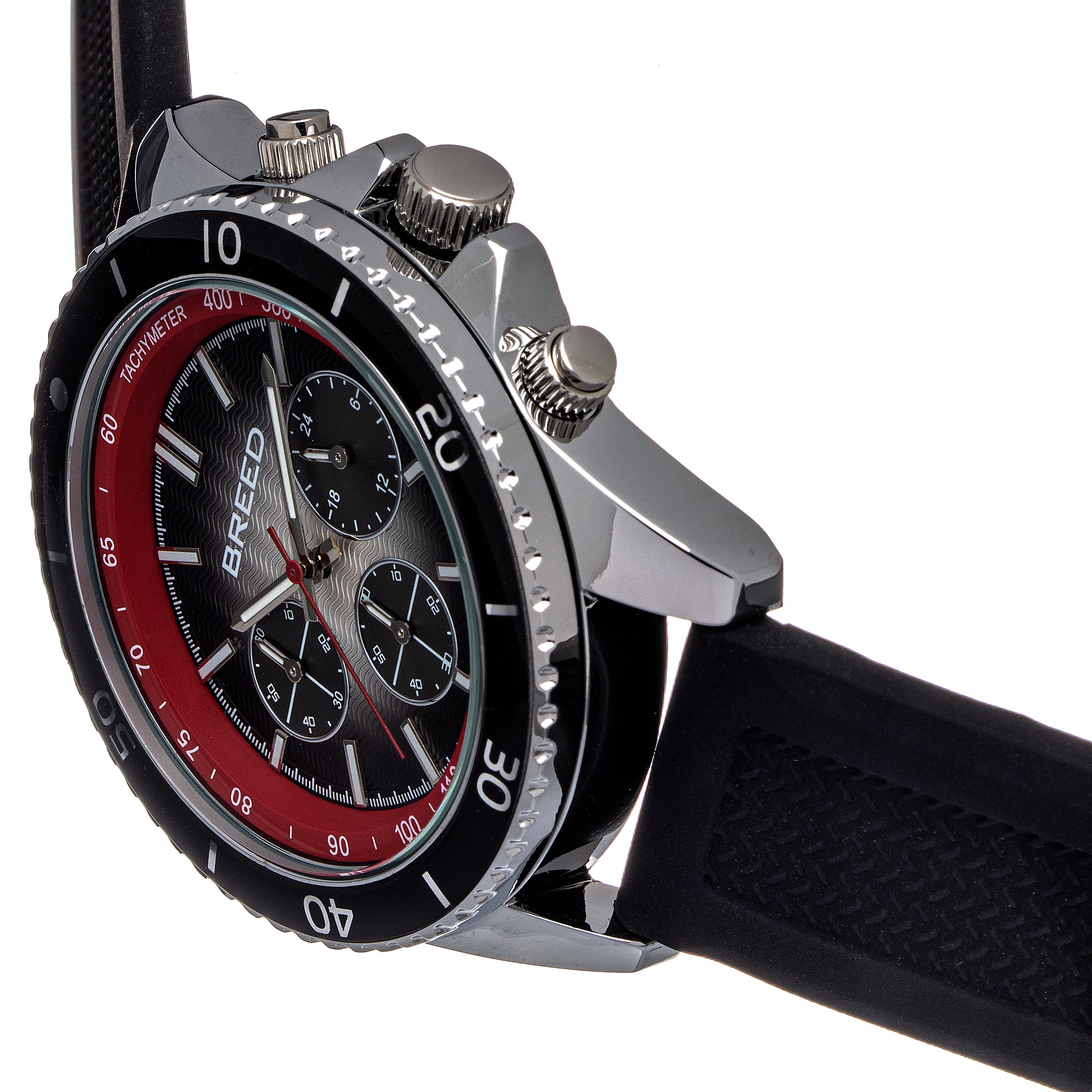 Breed Tempo Chronograph Strap Watch - Black/Red - BRD9104