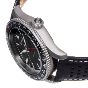 Axwell Arrow Leather-Band Watch w/Date - Black - AXWAW102-1