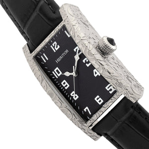 Heritor Automatic Jefferson Leather-Band Watch - Silver/Black - HERHR8801