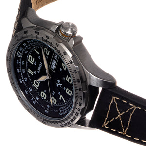 Axwell Blazer Leather Strap Watch - Black/Silver - AXWAW106-2