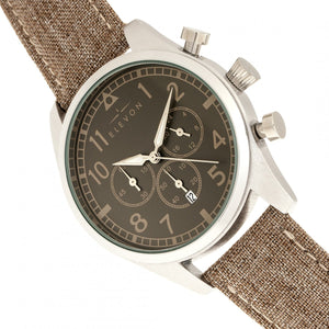Elevon Curtiss Chronograph Nylon-Overlaid Leather-Band Watch - Silver/Brown - ELE104-2