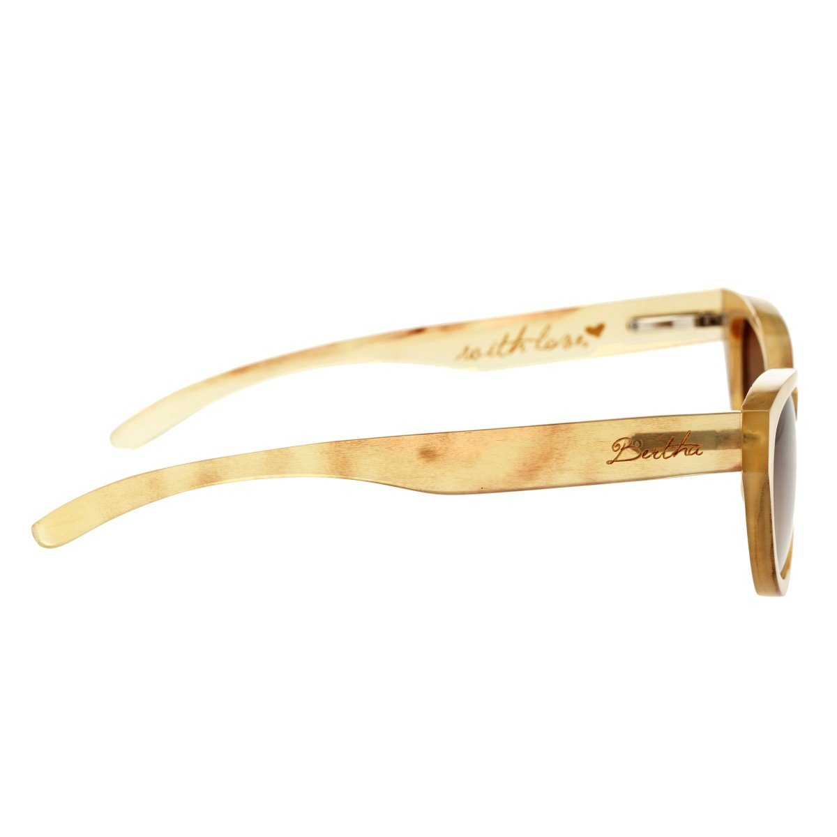 Bertha Taylor Buffalo-Horn Polarized Sunglasses - Honey/Brown - BRSBR001C