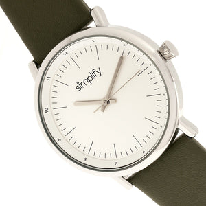 Simplify The 6200 Leather-Strap Watch - White/Olive - SIM6201