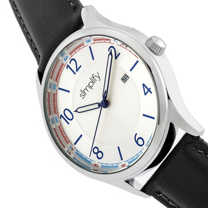 Simplify The 6900 Leather-Band Watch w/ Date - White - SIM6901