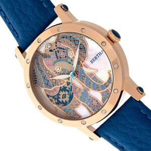 Bertha Betsy MOP Leather-Band Ladies Watch - Rose Gold/Blue - BTHBR5705