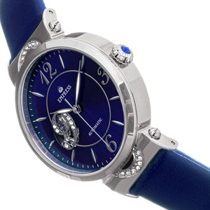 Empress Alouette Automatic Semi-Skeleton Leather-Band Watch - Blue - EMPEM3402