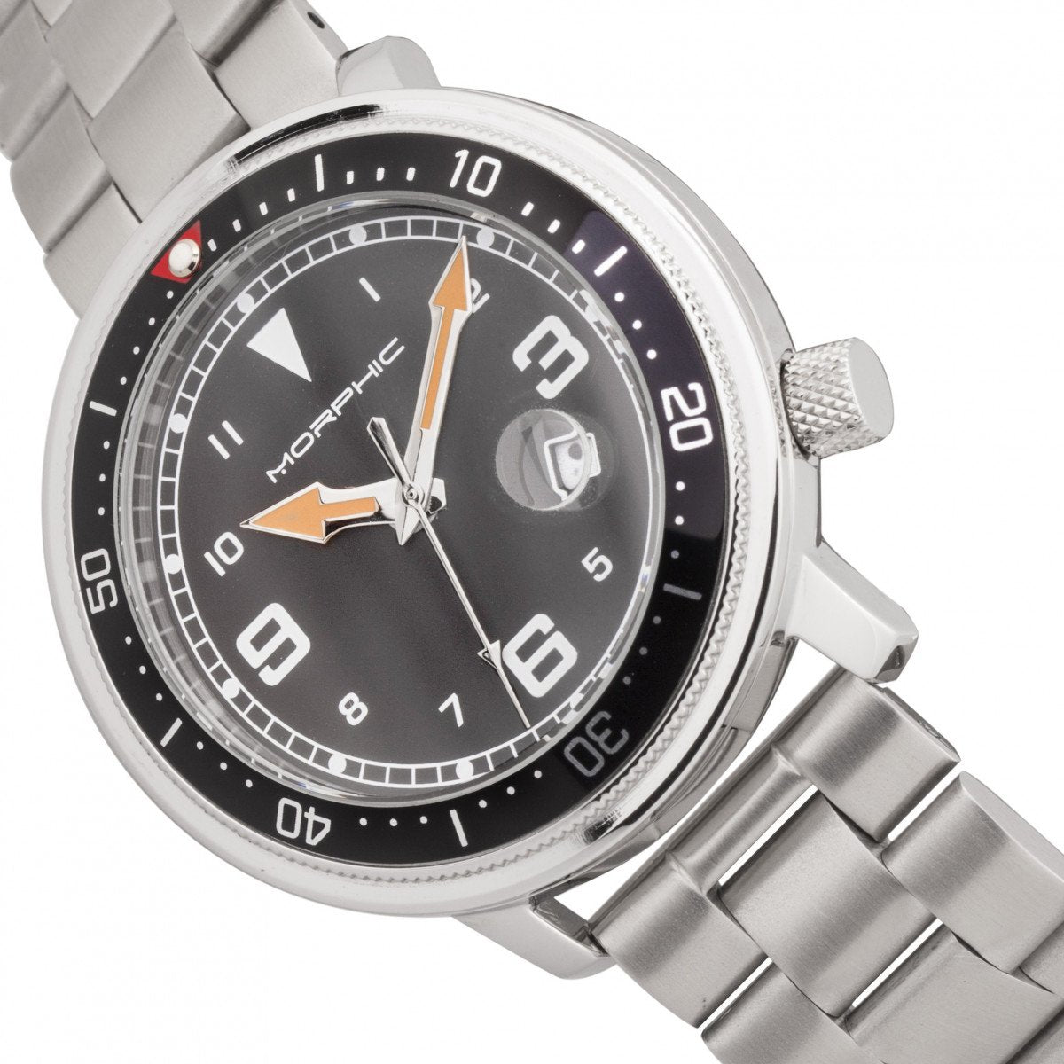 Morphic M74 Series Bracelet Watch w/Magnified Date Display - Gunmetal/Black & Silver/Brown - MPH7407