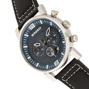Breed Ryker Chronograph Leather-Band Watch w/Date - Black/Blue - BRD8203