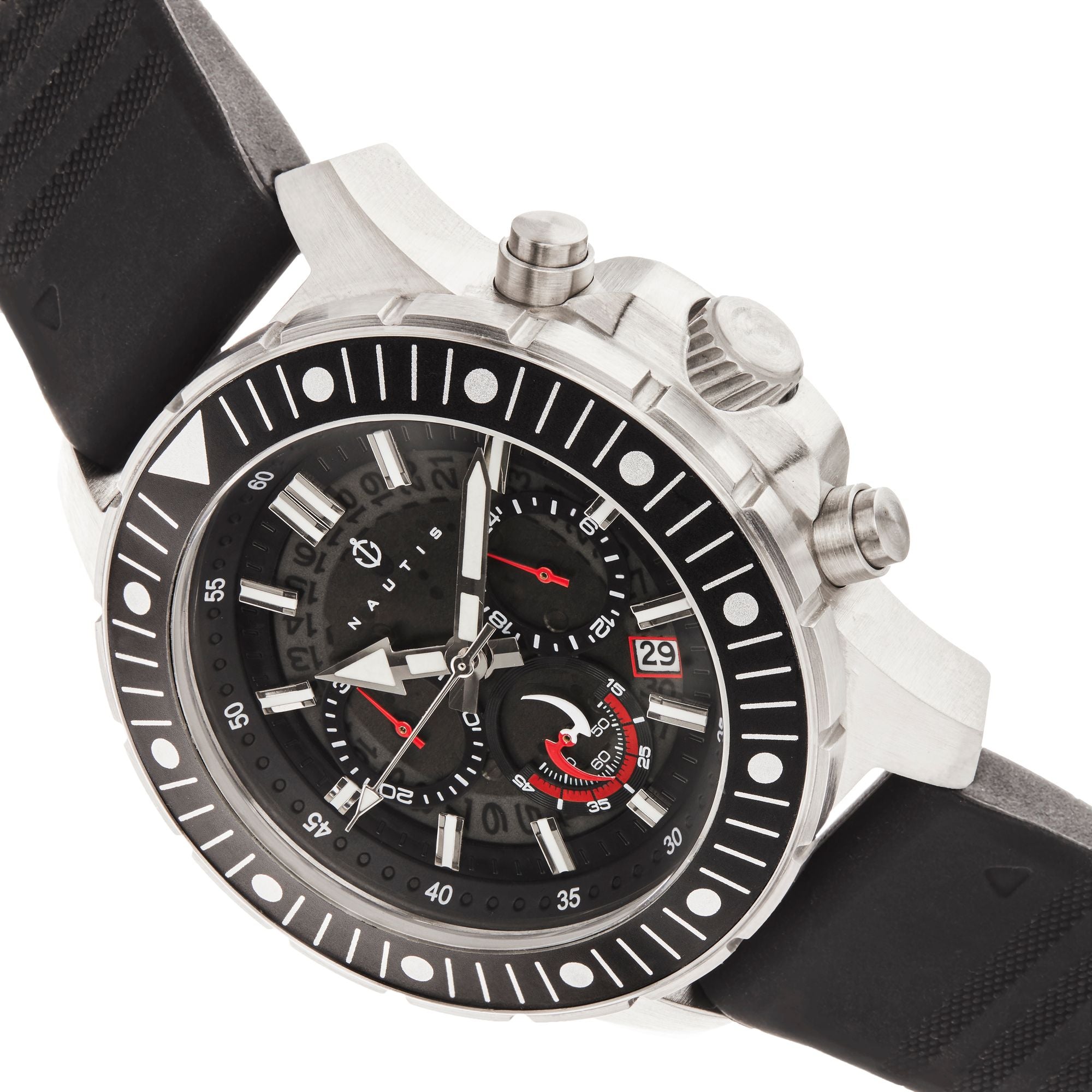 Nautis Caspian Chronograph Strap Watch w/Date - Black - 21227G-B
