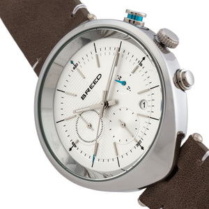 Breed Tempest Chronograph Leather-Band Watch w/Date - Grey/White - BRD8602