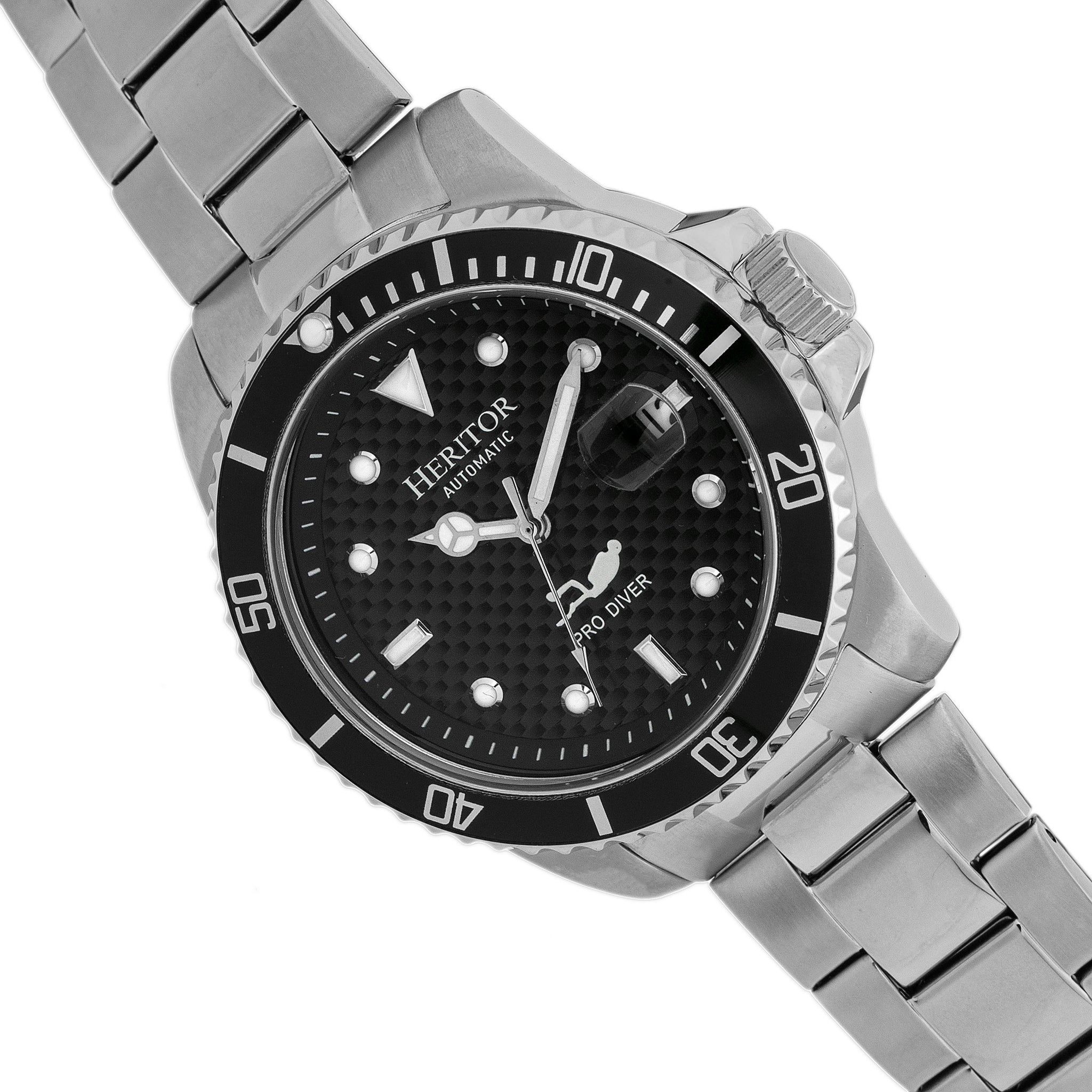 Heritor Automatic Lucius Bracelet Watch w/Date - Silver/Black - HERHR7802