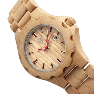 Earth Wood Gila Bracelet Watch w/Magnified Date - Khaki/Tan - ETHEW3301