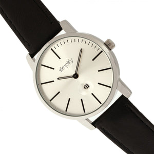 Simplify The 4700 Leather-Band Watch w/Date - Silver/Black - SIM4701