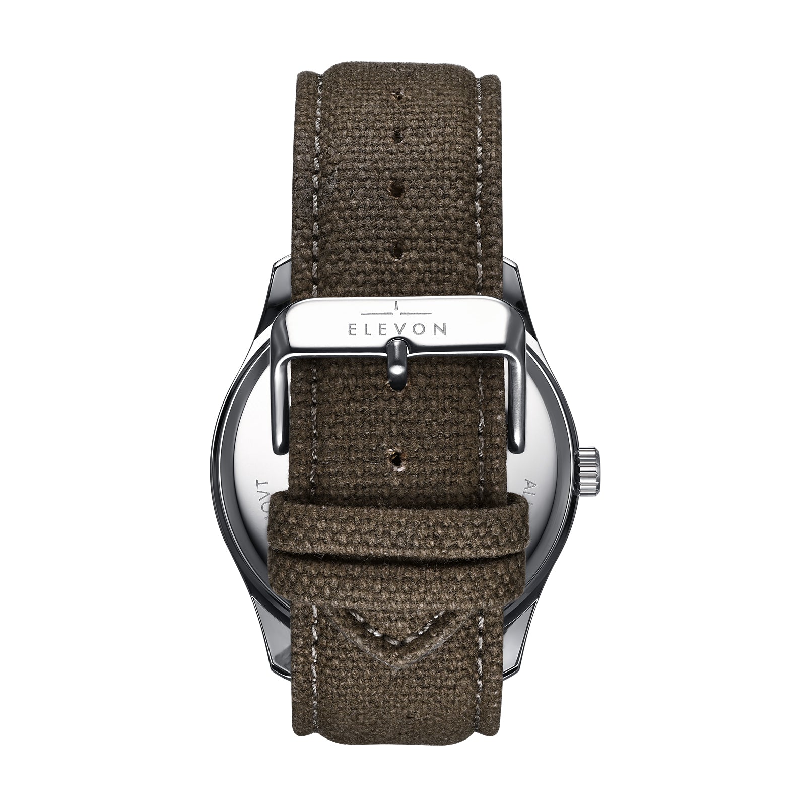 Elevon Crosswind Canvas-Overlaid Leather-Band Watch w/ Date - Tan/Olive - ELE128-5