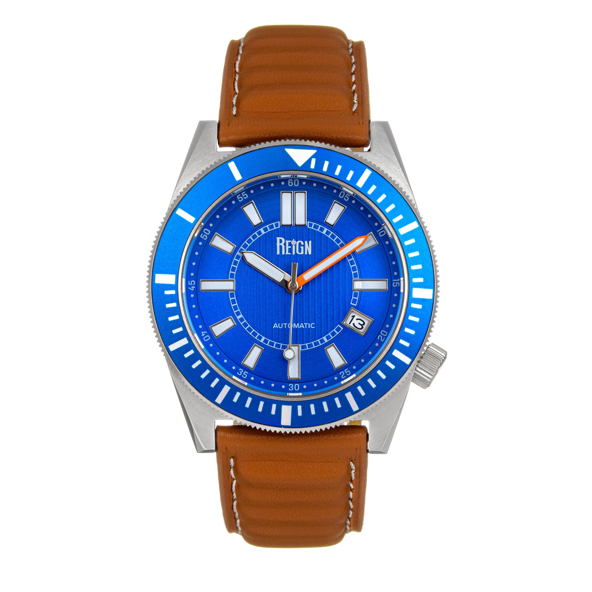 Reign Francis Leather-Band Watch w/Date- -Brown/Blue - REIRN6304