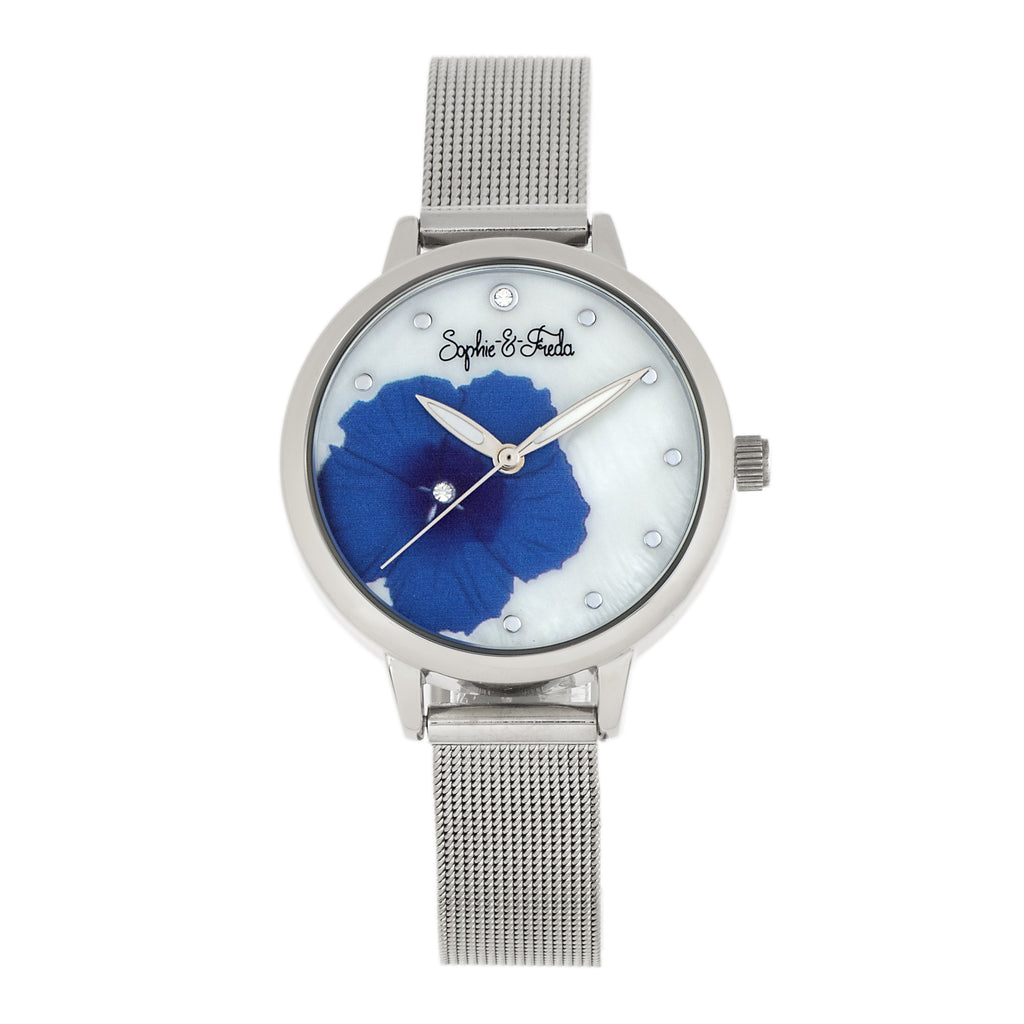 Sophie and Freda Raleigh Mother-Of-Pearl Bracelet Watch w/Swarovski Crystals - Blue - SAFSF5702