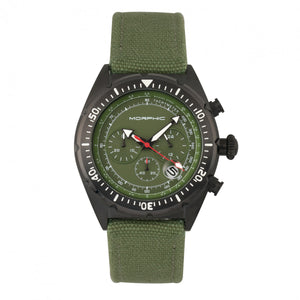 Morphic M53 Series Chronograph Fiber-Weaved Leather-Band Watch w/Date - Black/Olive - MPH5306