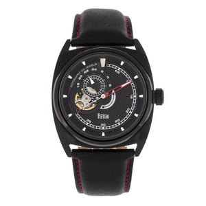 Reign Astro Semi-Skeleton Leather-Band Watch