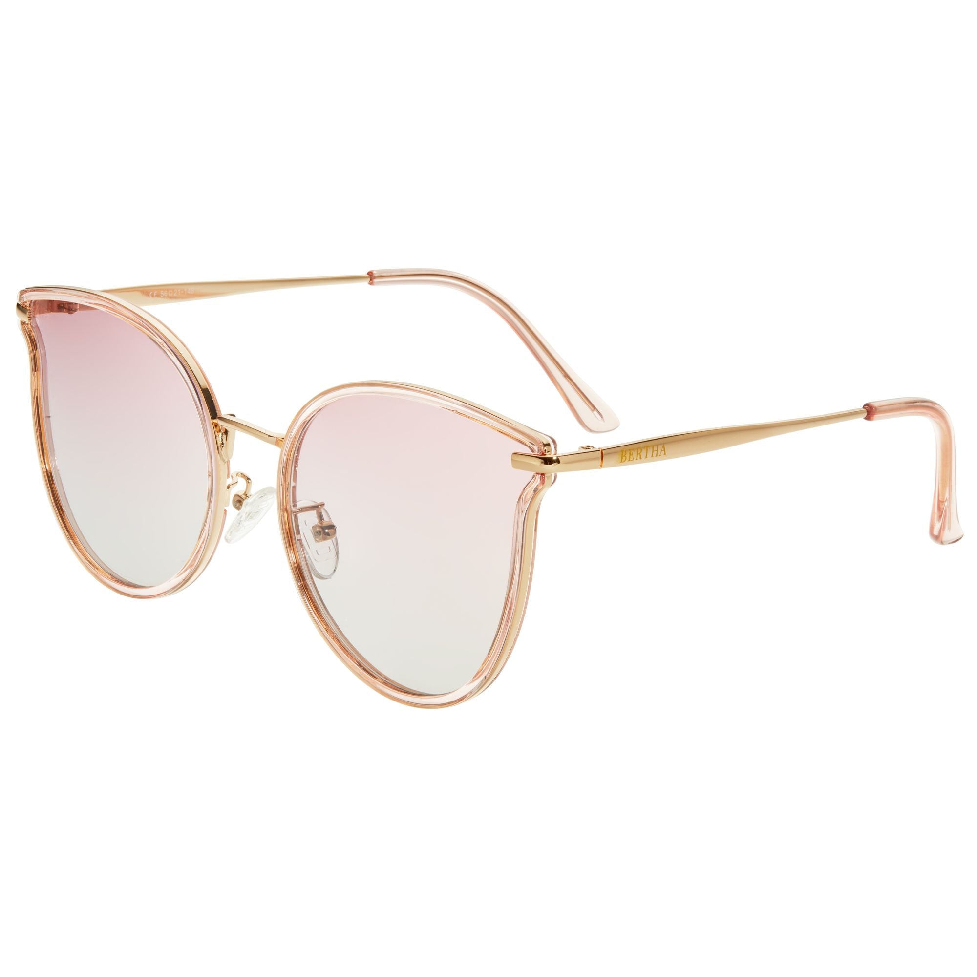 Bertha Moon Polarized Sunglasses - Gold/Pink - BRSBR056C4