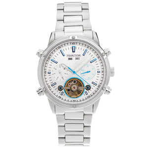 Heritor Automatic Wilhelm Semi-Skeleton Bracelet Watch w/Day/Date - Silver - HERHS2101