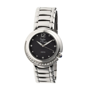 Sophie & Freda Lisbon Ladies Swiss Bracelet Watch - Silver/Black - SAFSF1302