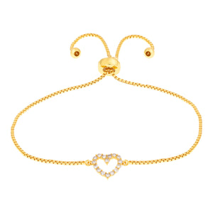 Elegant Confetti Kennedy Women's 18k Gold Plated Heart Bolo Fashion Bracelet