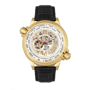 Reign Thanos Automatic Leather-Band Watch - Gold/White - REIRN2106