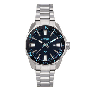 Axwell Timber Bracelet Watch w/ Date - Black/Blue - AXWAW107-4