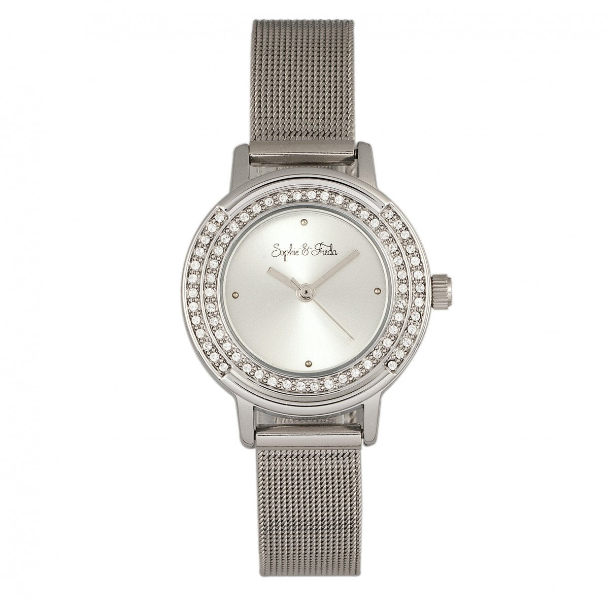 Sophie & Freda Cambridge Bracelet Watch w/Swarovski Crystals - Silver - SAFSF4101